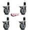 Service Caster 5'' Gray Poly Swivel 1-3/4'' Expanding Stem Caster Set with Brake, 4PK SCC-EX20S514-PPUB-PLB-134-4 - alternate 4